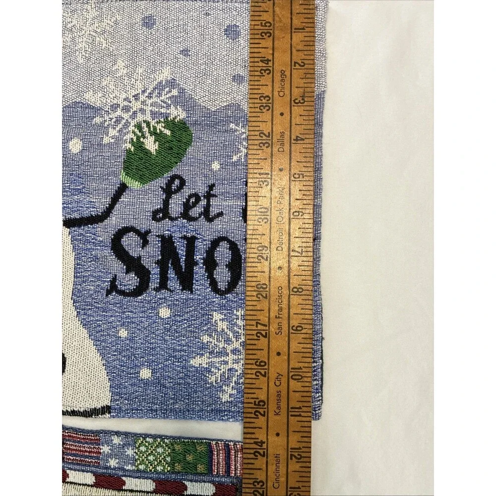 Vintage Snowman Tapestry Woven Placemats Winter Holiday Christmas Retro Set of 2